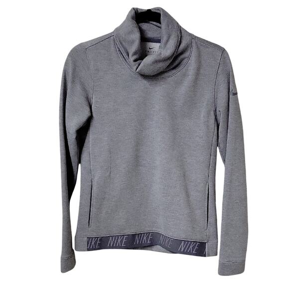 Nike Dri-Fit Grey Cowl Neck Athletic Sweatshirt Womens Size XS - Picture 1 of 10